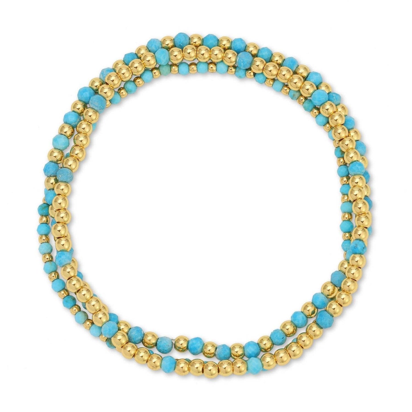 Assorted Size Stone And Beaded Stretch Bracelet