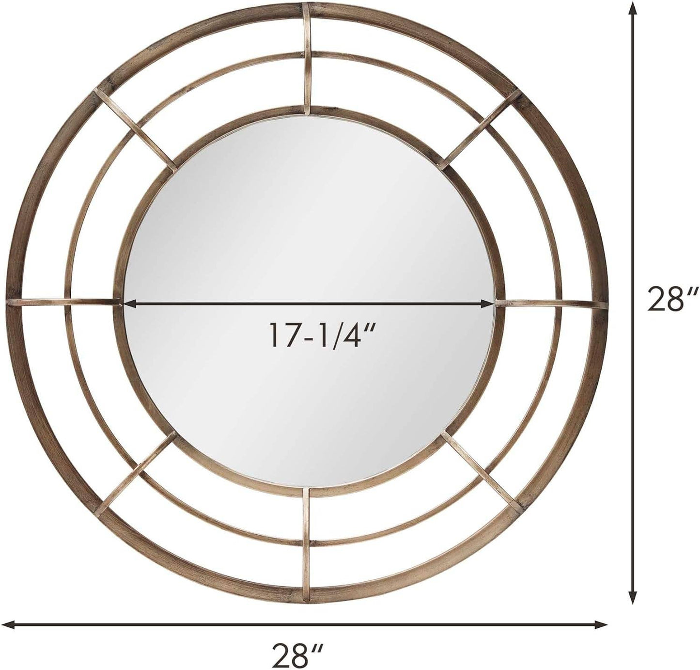 Geometric Metal Mirror - 28” Round Wall Mirror
