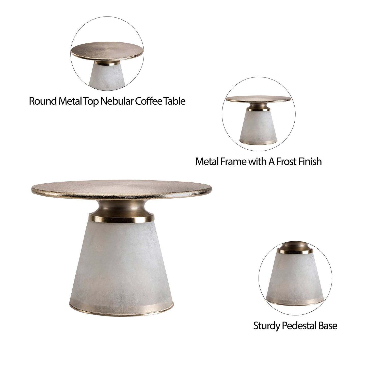 Metal Glass Round Coffee Table Pedestal Base - Clear, 17 in.