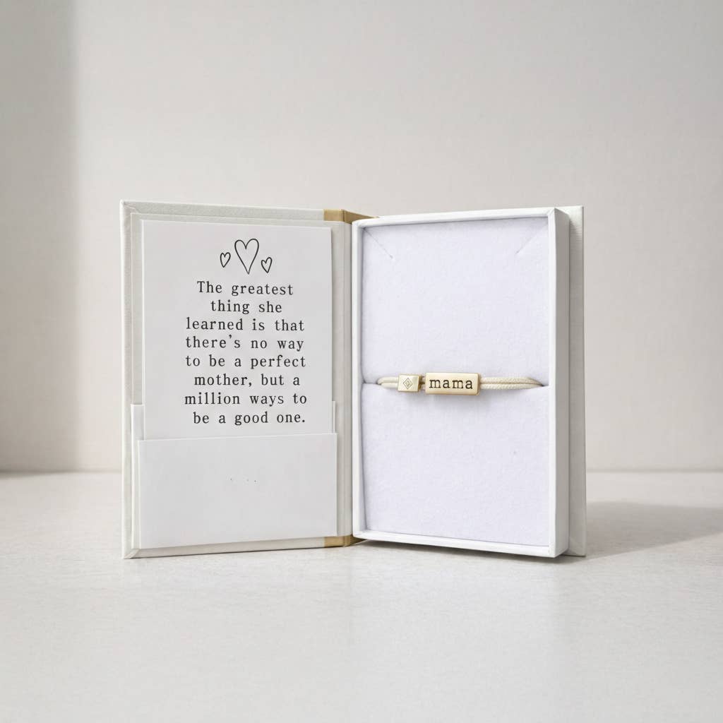 Sentiment Cord Bracelet-Mama, Ivory