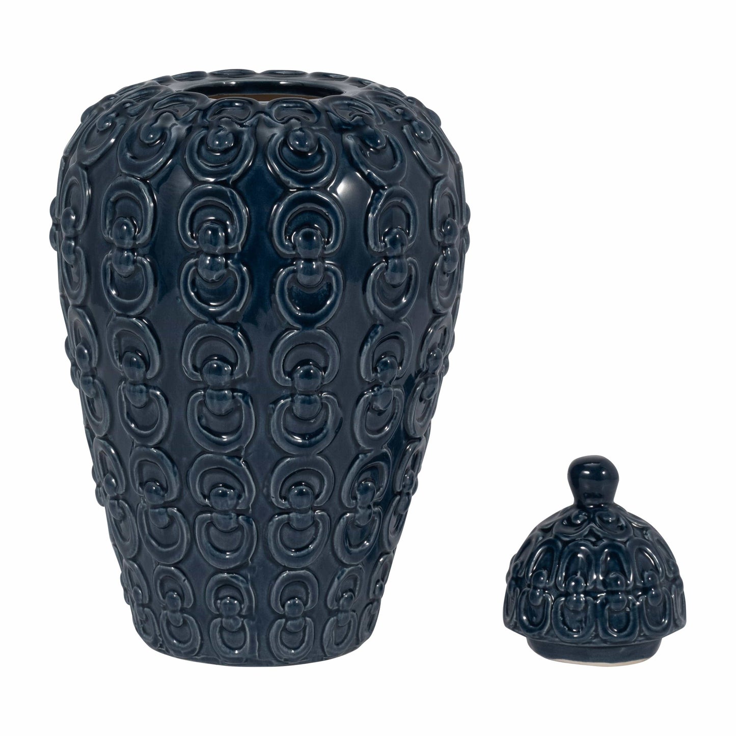Ceramic Chain Texture Lidded, 12 in.