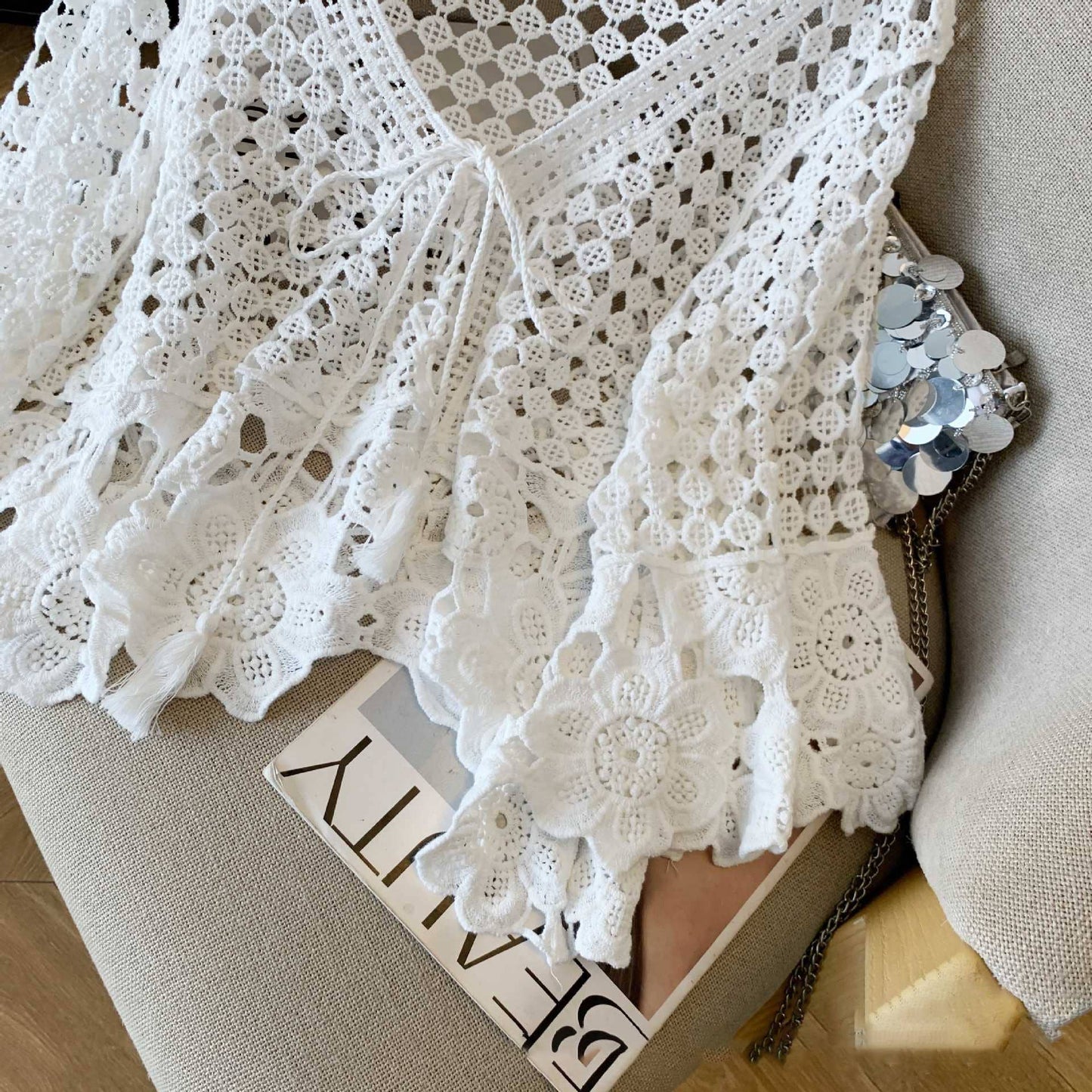 Crochet Hollow Out Cropped Beach Cover Up