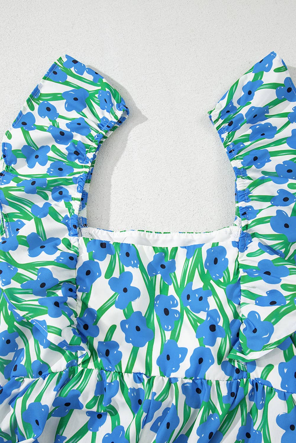 Plus Size Ruffle Trim Square Neck Floral Maxi Dress (S-4X)