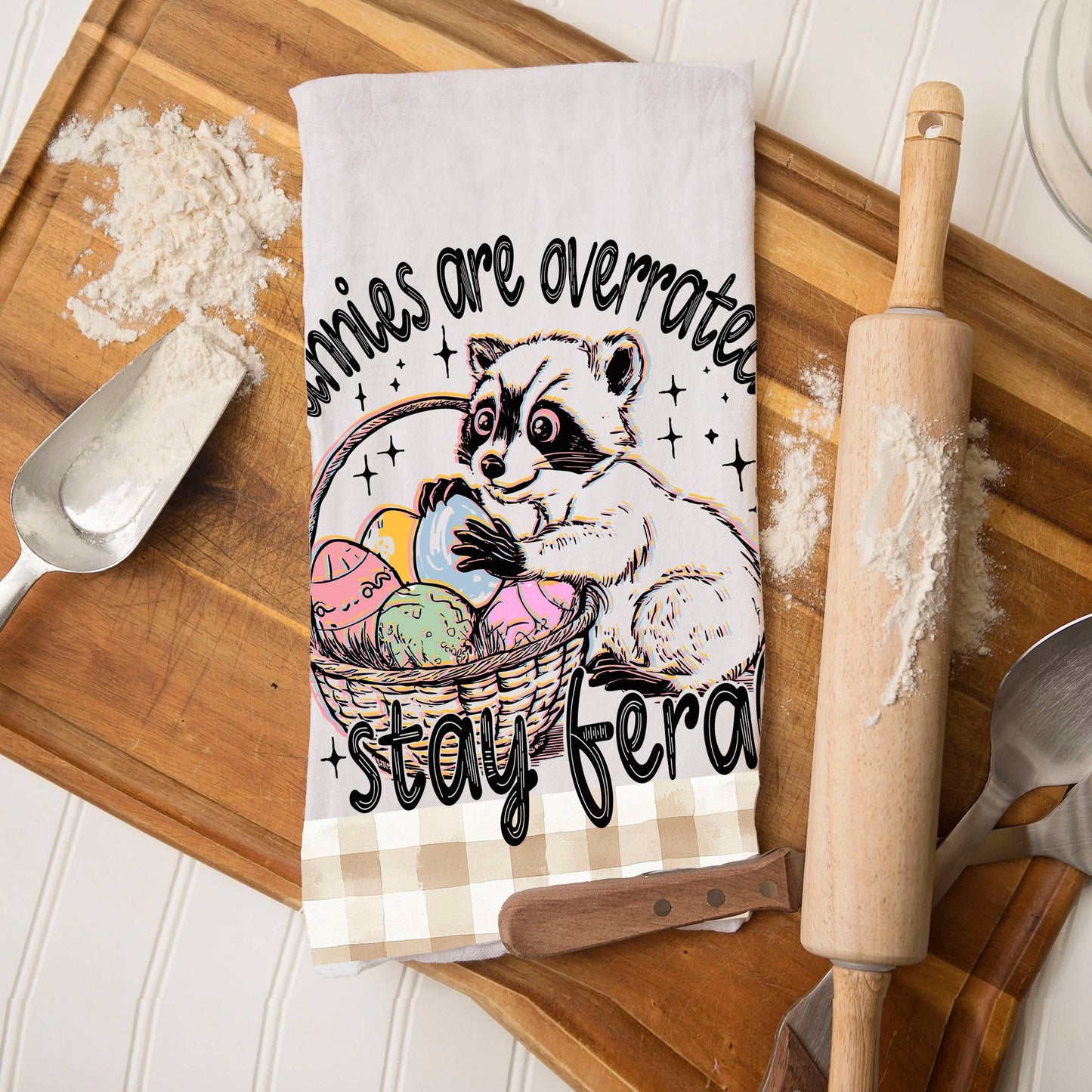 Bubblegum & Bow Pink Easter Bunny & Spring Kitchen Towels
