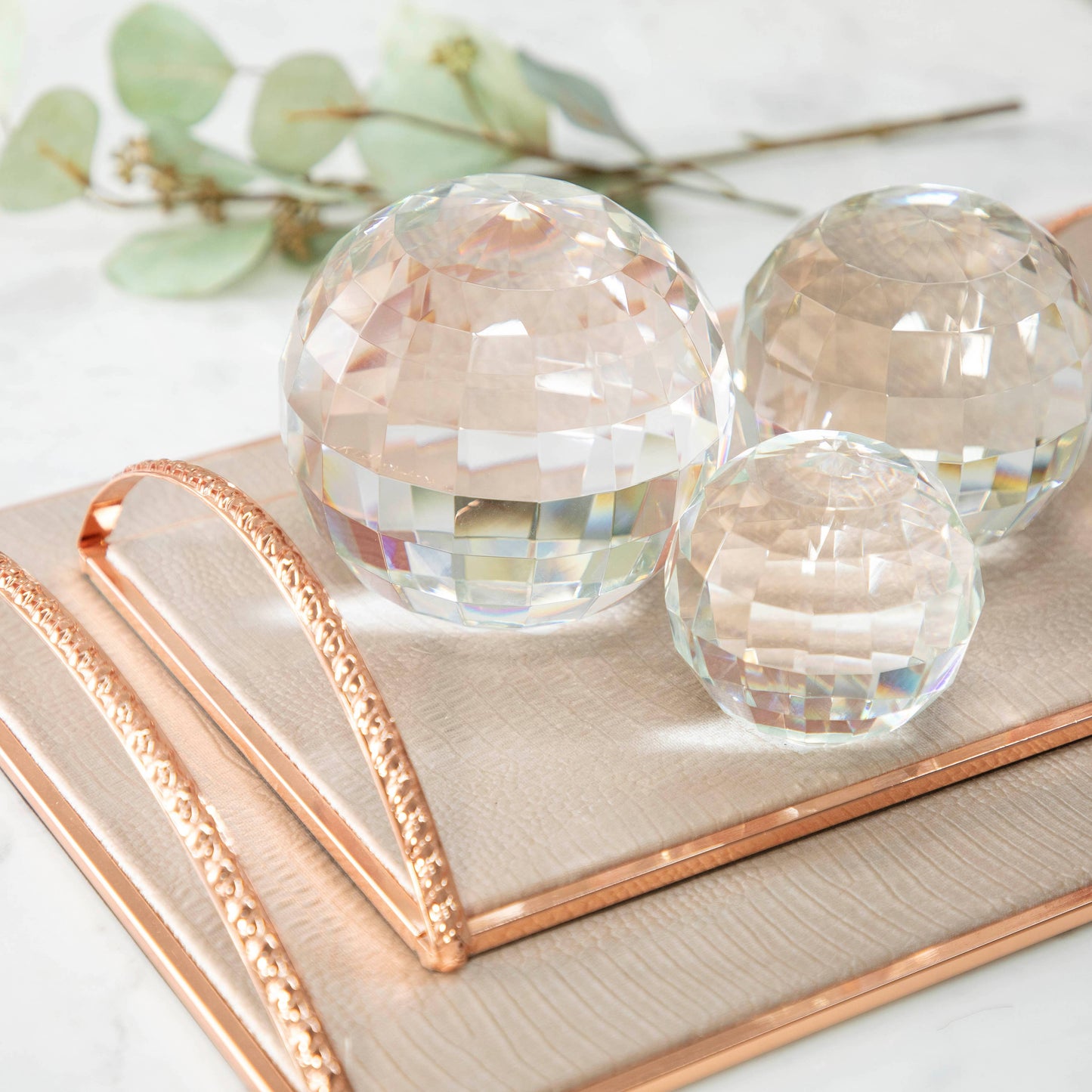 Clear 3 in. Crystal Glass Modern Solid Round Orb