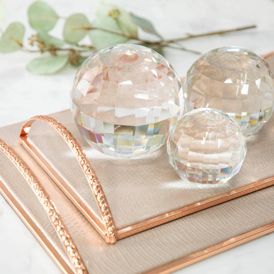 Clear 3 in. Crystal Glass Modern Solid Round Orb