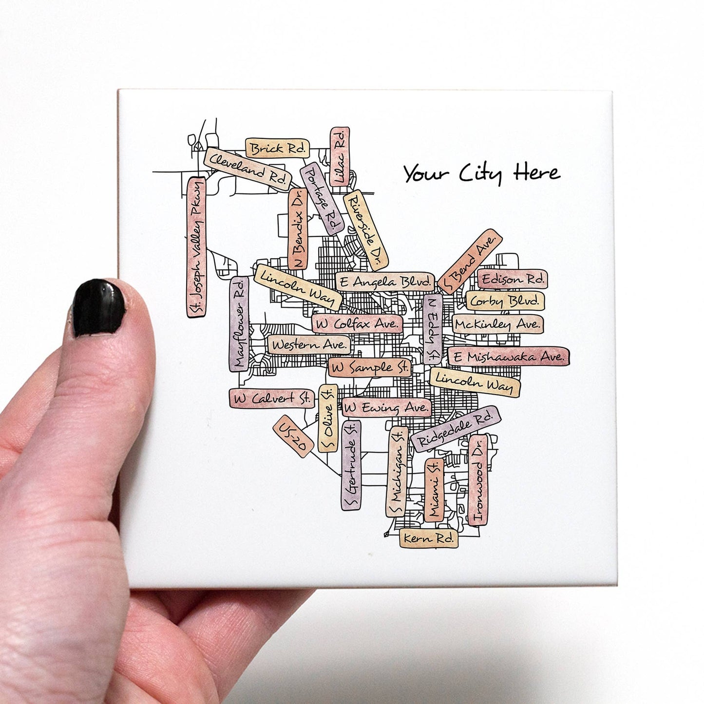 Custom City Street Map Sign - Mini Square - Custom Order