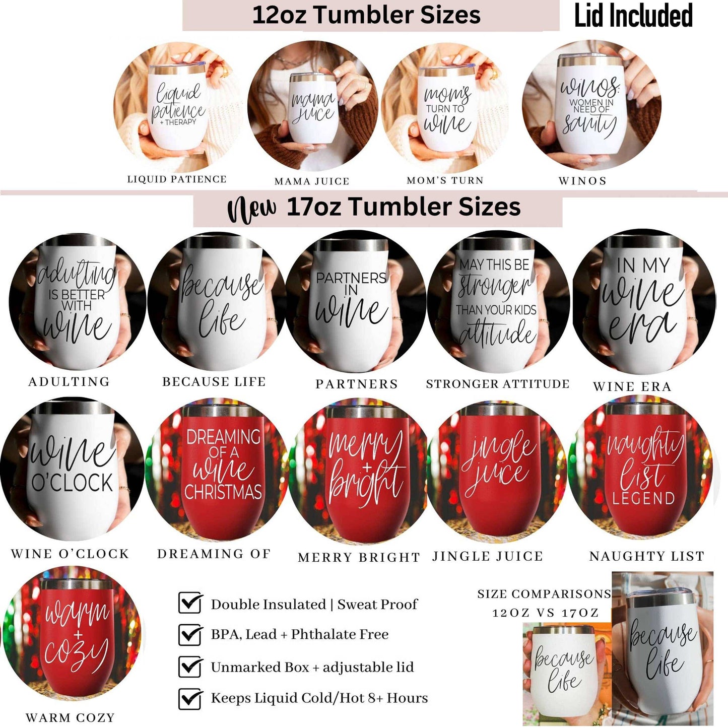 Jingle Juice Red Holiday Tumblers w Lid