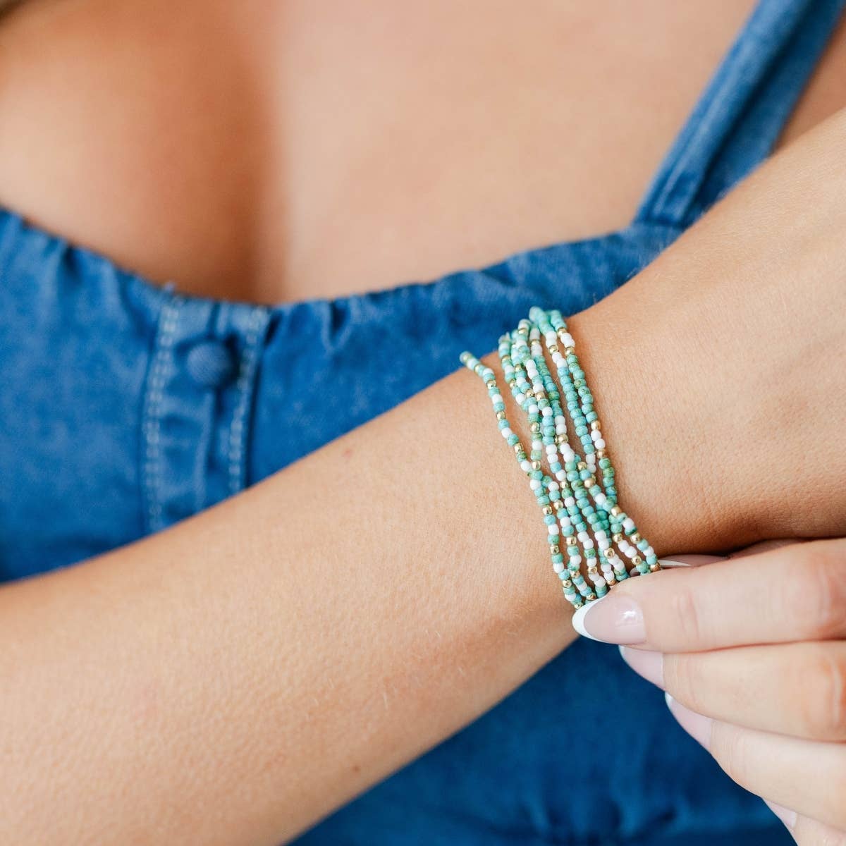 Faux Stone Assorted 2mm stretch Seed Bead bracelets