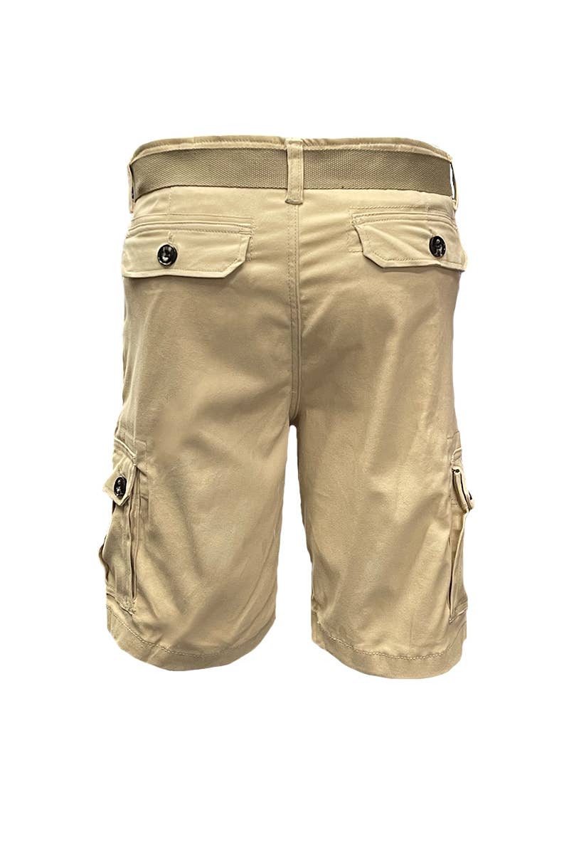 CS002 Mens Casual Cotton Belted Cargo Shorts