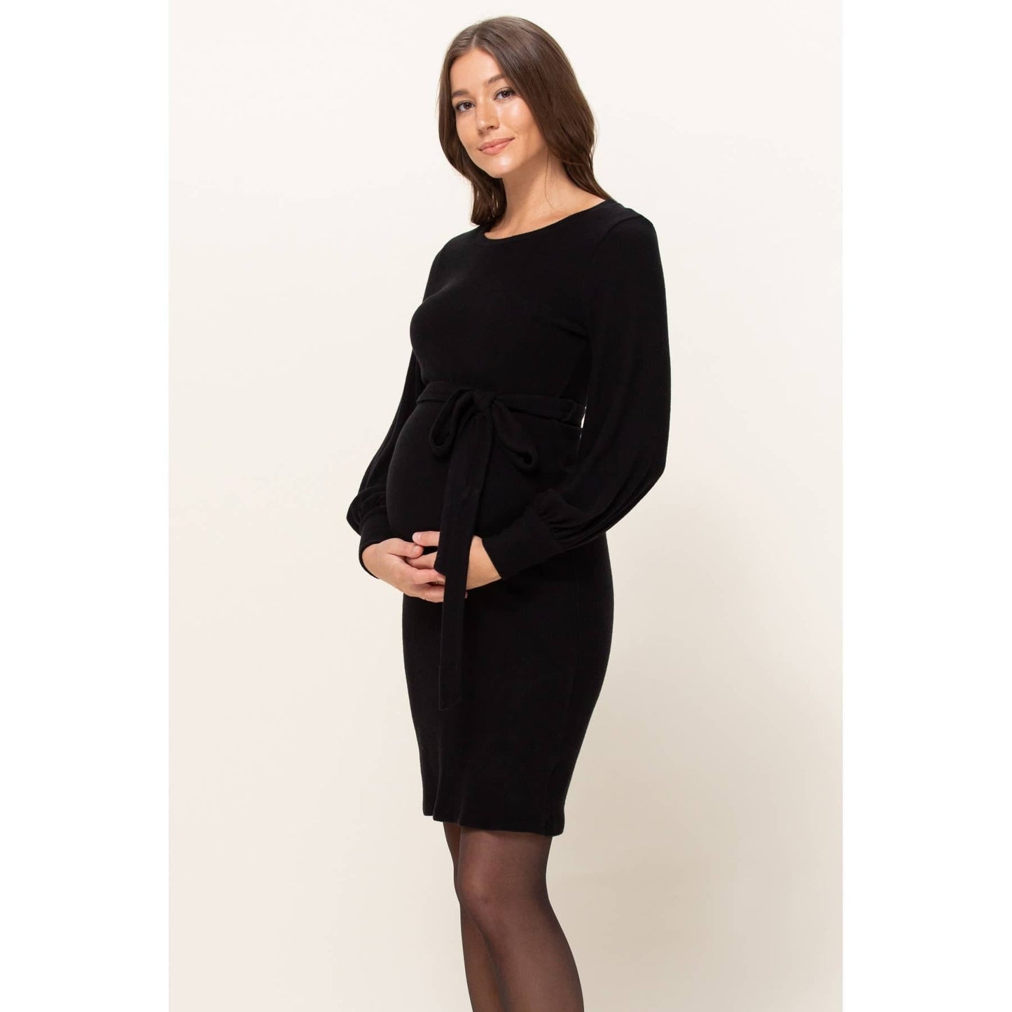 Round Neck Maternity Soft Knit Sweater Dress