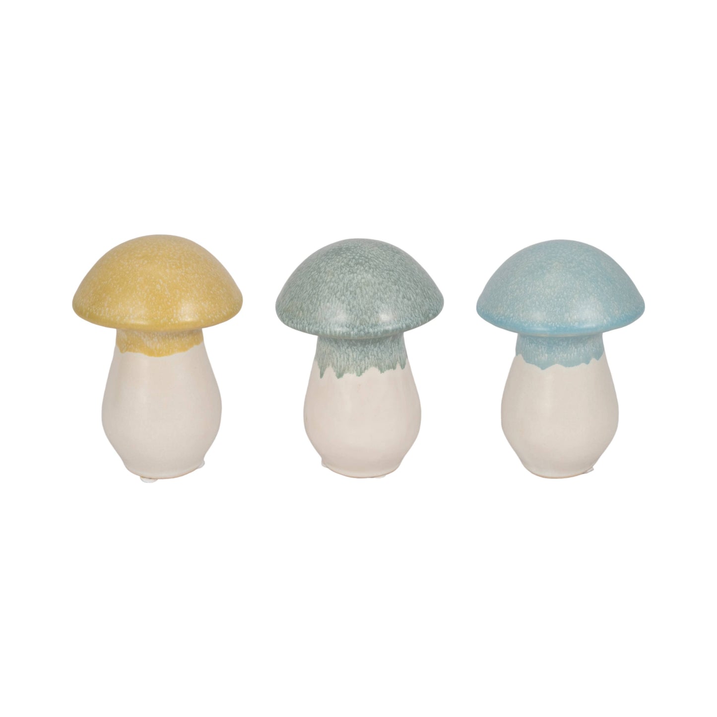 Figurines Set of 3 - Multi-Color Ceramic Top Mushroom, 6 in.