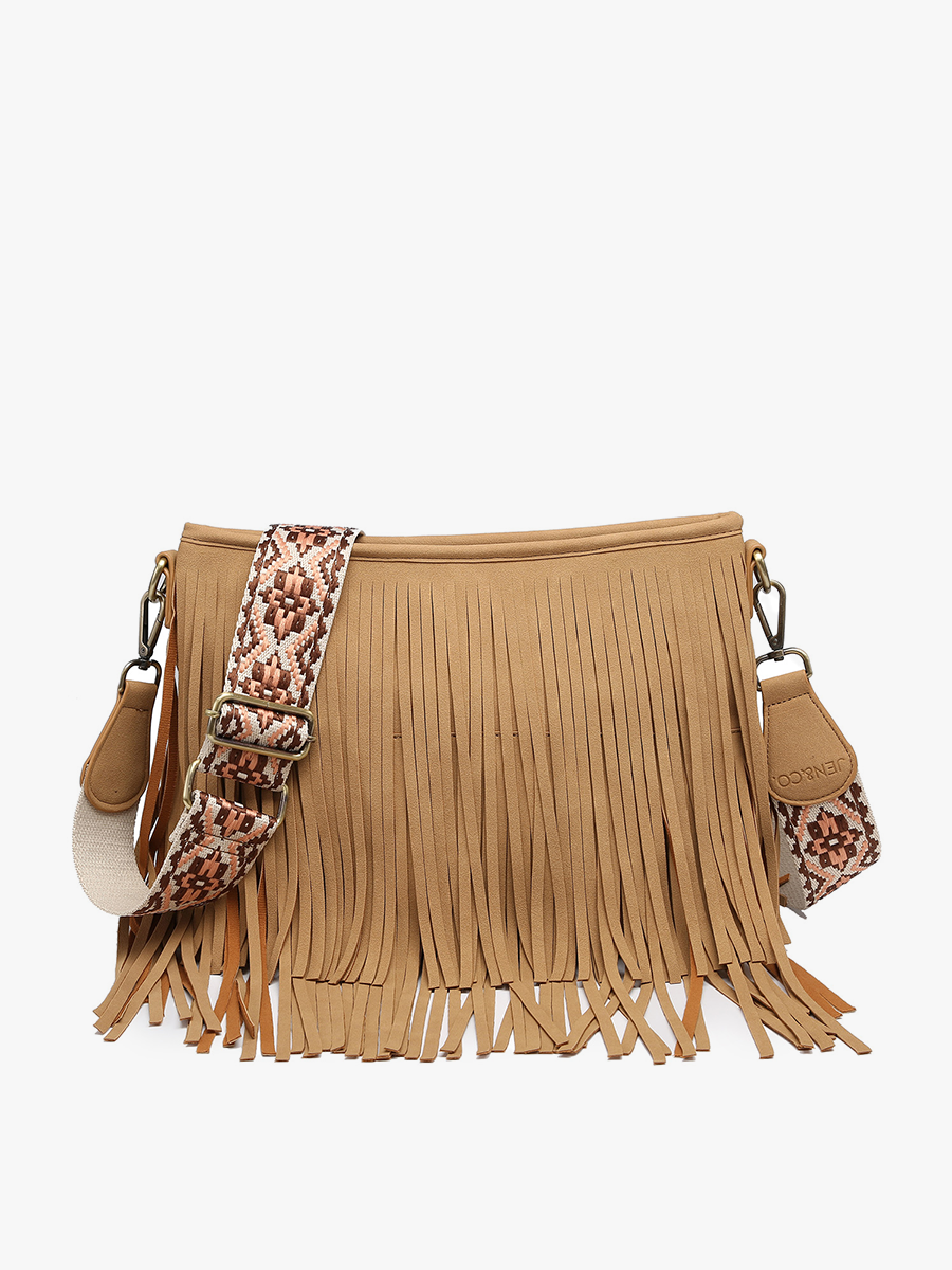 M2045 Sadie Suede Fringe Crossbody w/ Guitar Strap