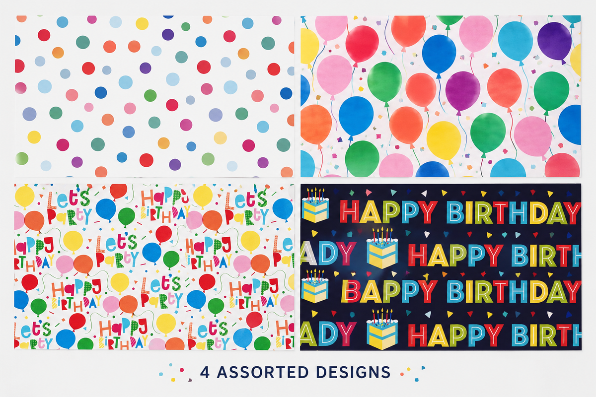 Happy Birthday Gift Wrapping Paper Rolls 48 Count