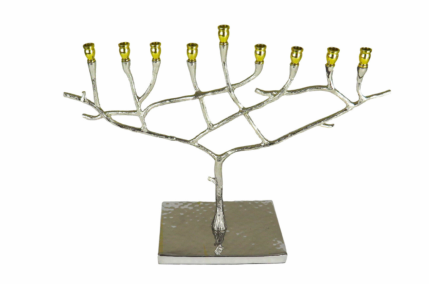 14”L x 4”W x 10.5”H Menorah - Gold Nickel