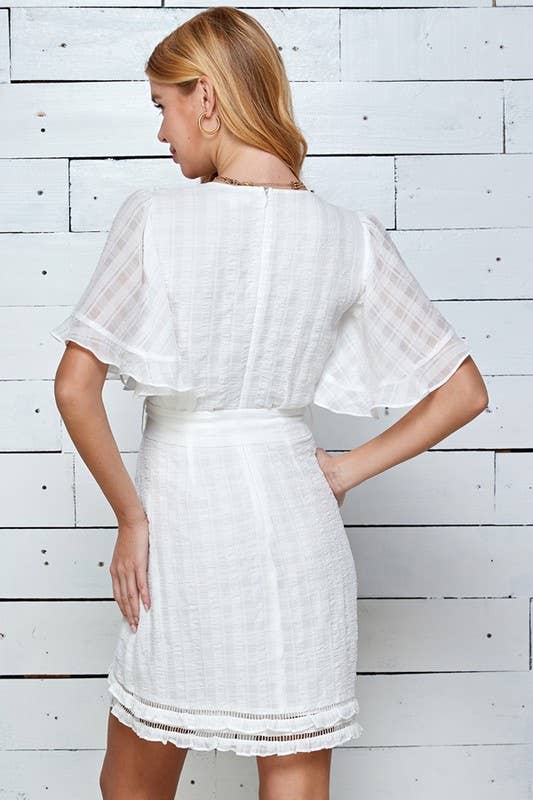 Springtime Flutter Sleeve Tie-Waist Dress 5108IMD