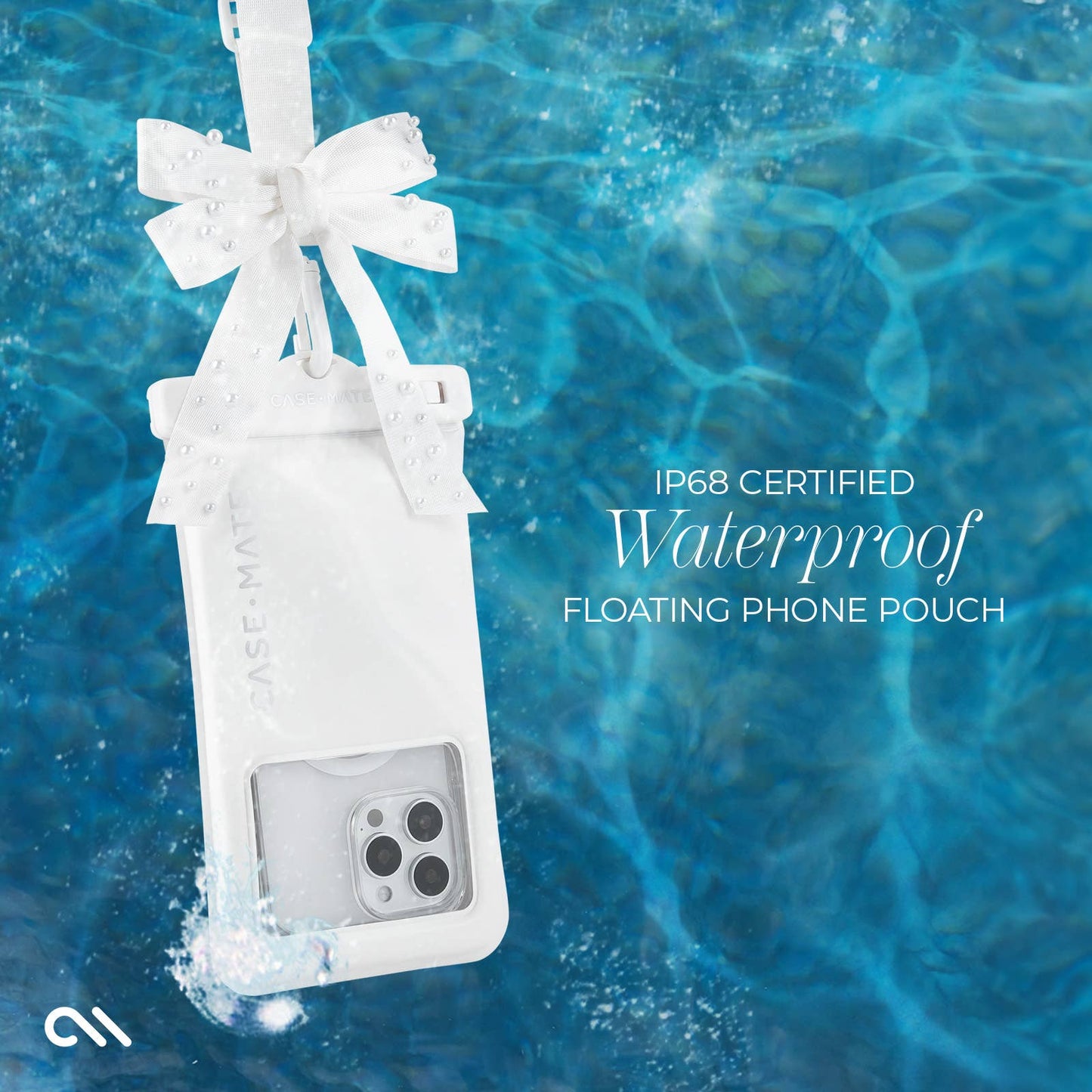 Case-Mate Ivory Pearl Bow Waterproof Floating Pouch