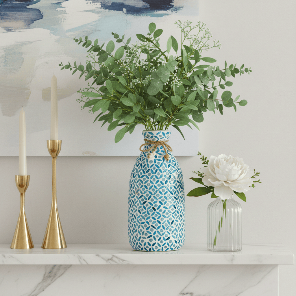 Blue Glass Mosaic Vase
