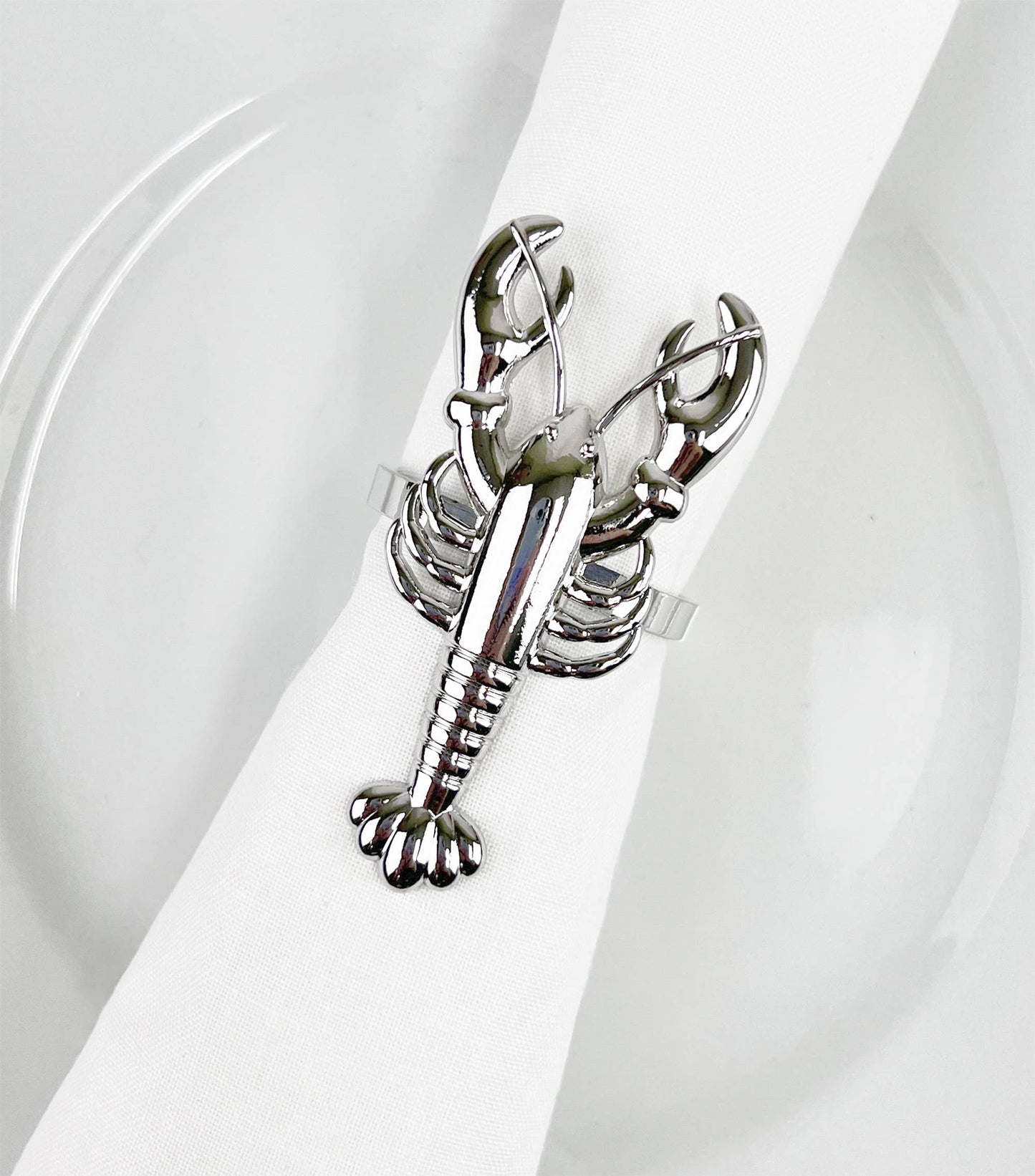 Silver Coastal Sea Creatures Metal Napkin Rings - Set of 6