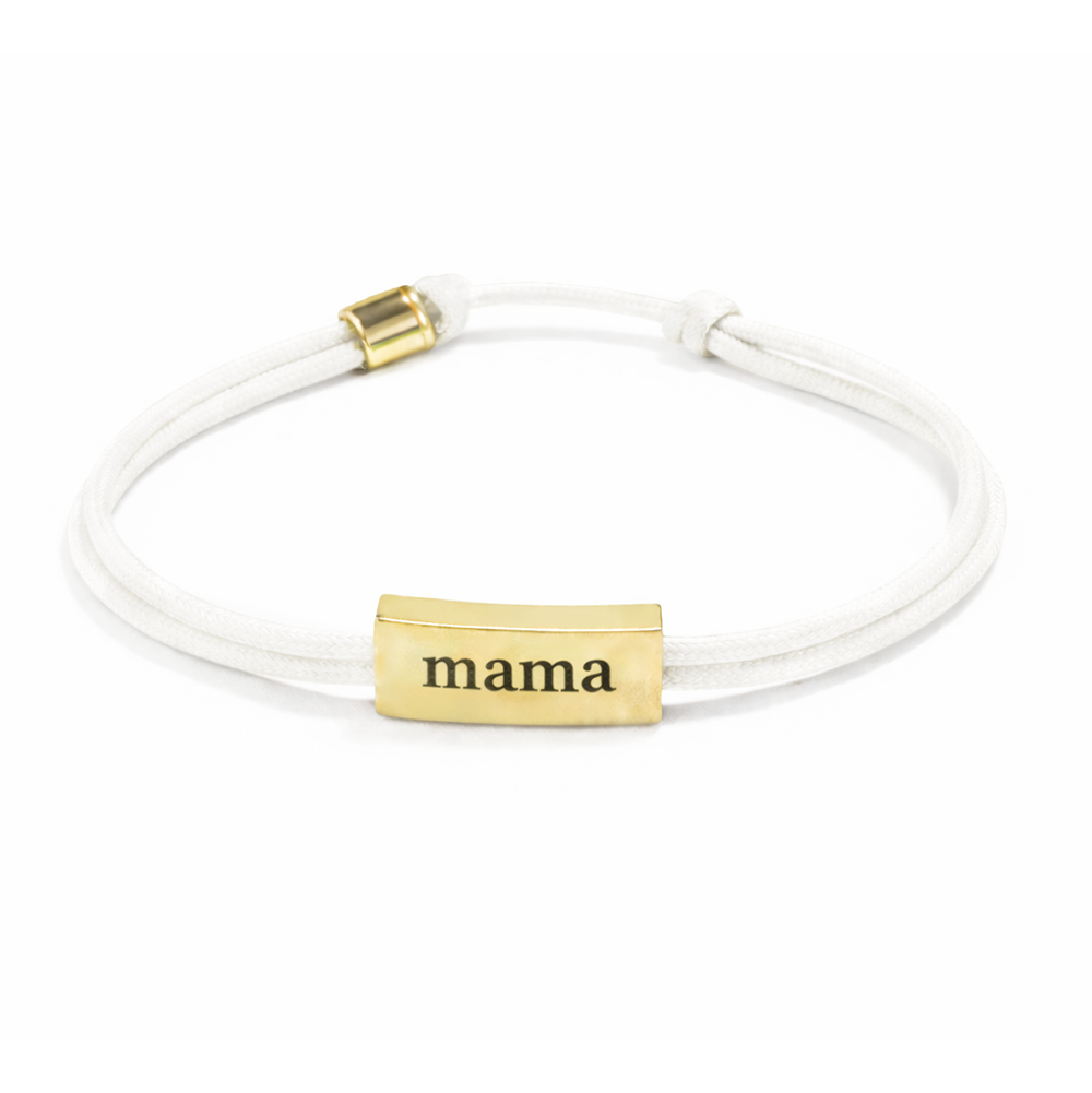 Sentiment Cord Bracelet-Mama, Ivory