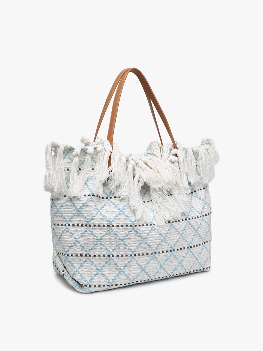 M2091 Madison Handwoven Fringe Tote – Woven Cotton Bag
