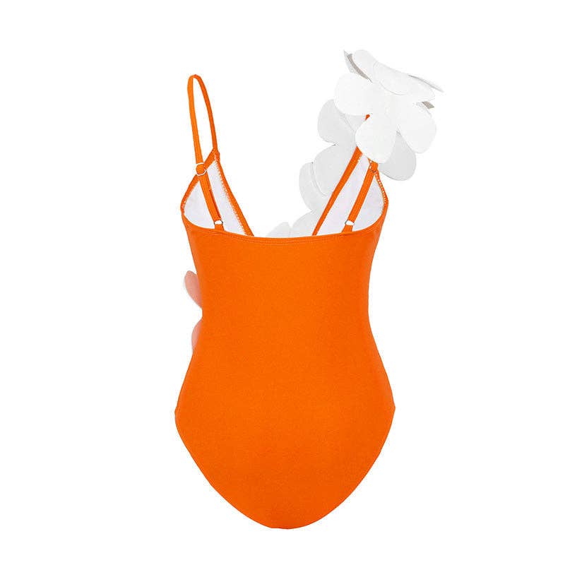 2PC Set Flower Shoulder One Piece Swimwear