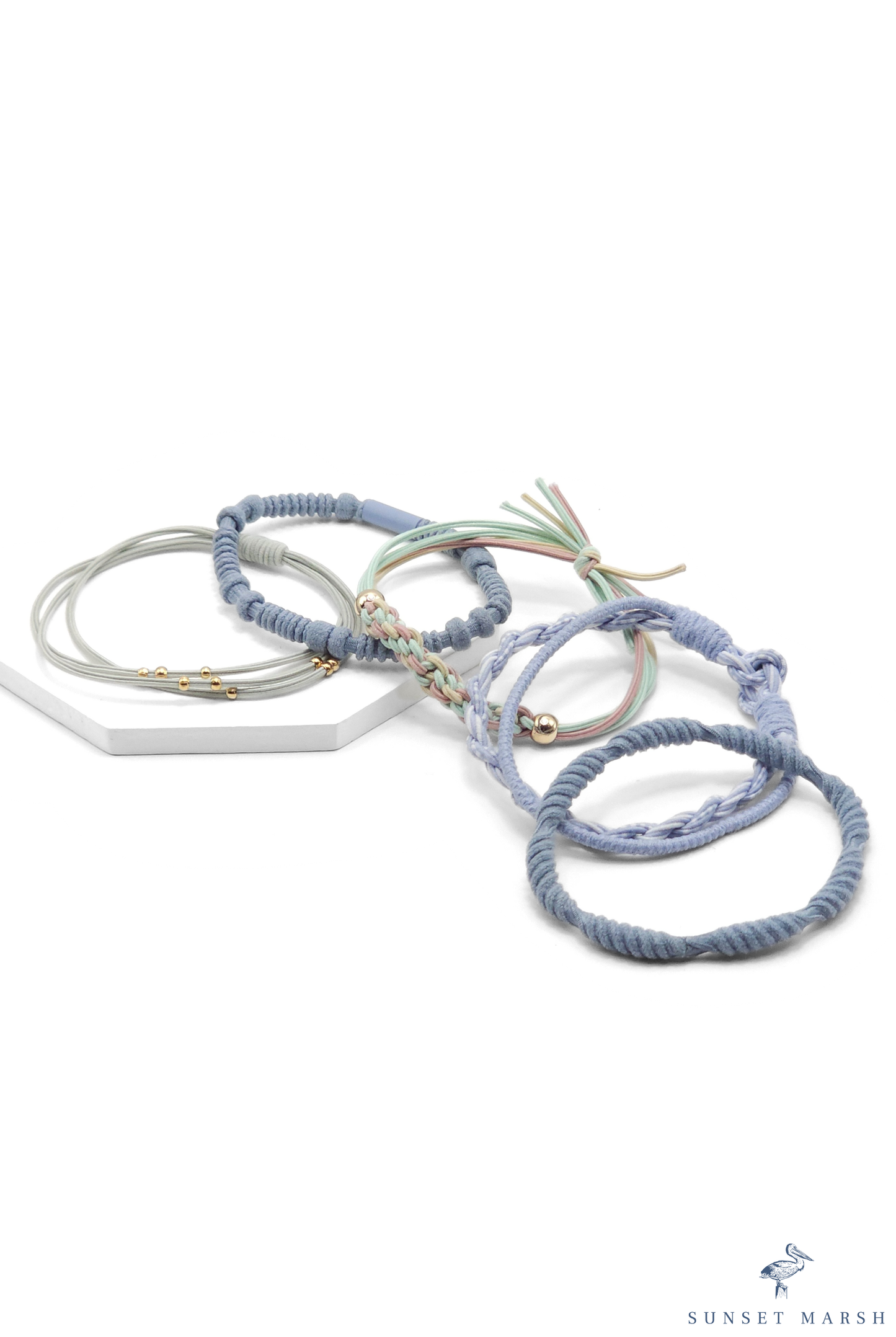 Woven Wanderlust - Bracelet/Blue Hair Tie Set