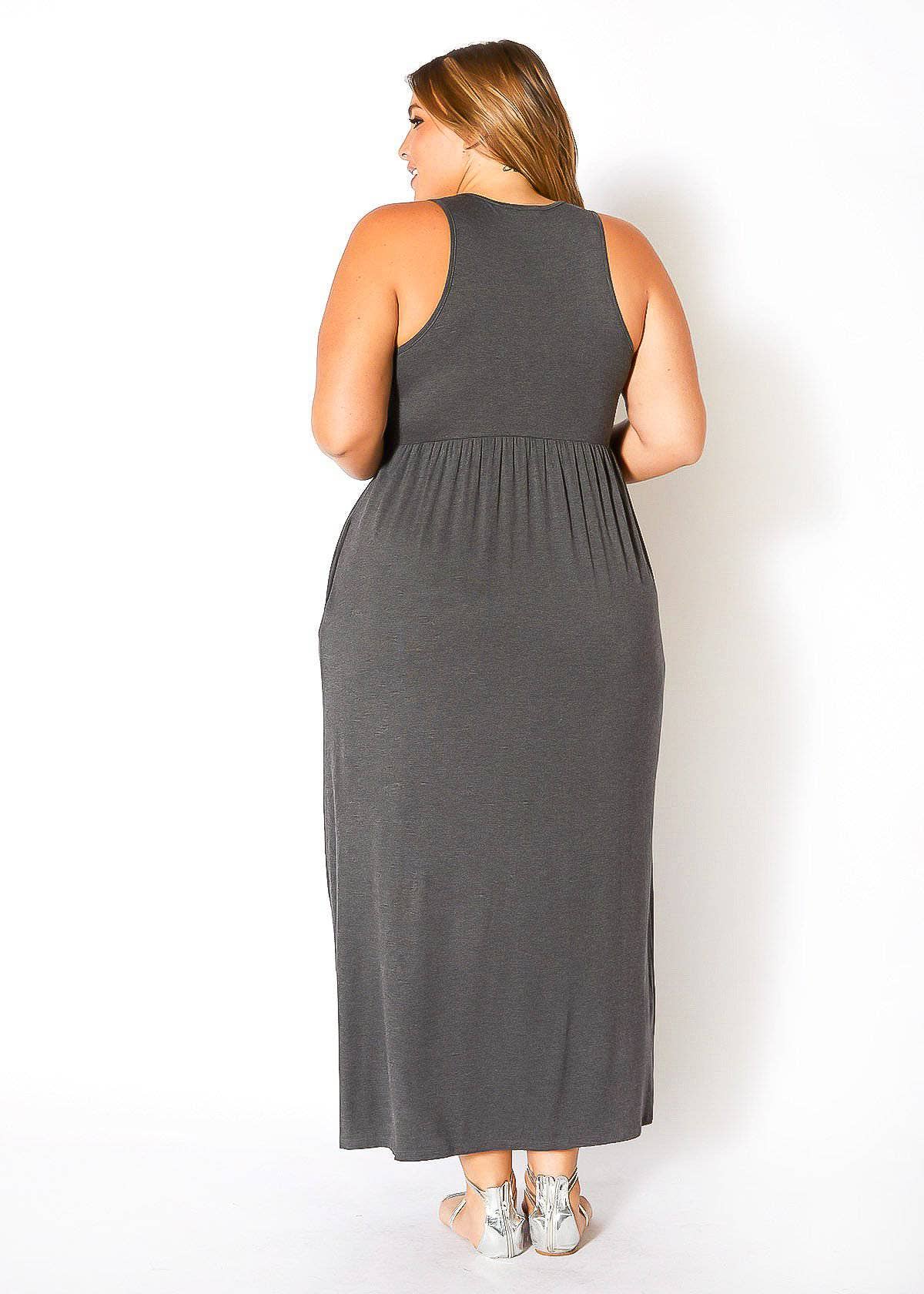 Bellatrix Plus Size Women's Sleeveless Pleated Maxi Dress