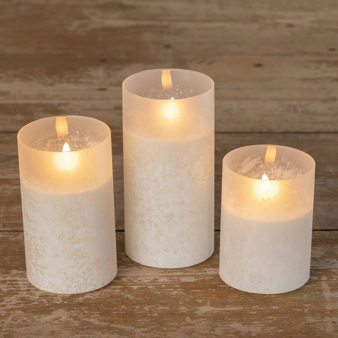 4" WHITE FROSTED GLASS 3D FLAME CANDLE