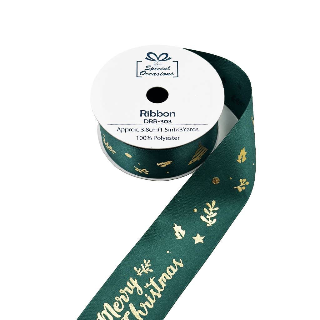 Ribbon Roll-Christmas Designs, 12Rolls/PDQ, 1"x3Yards/Roll