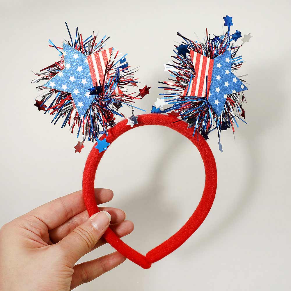 American USA Flag Star Ear Tinsel Headband