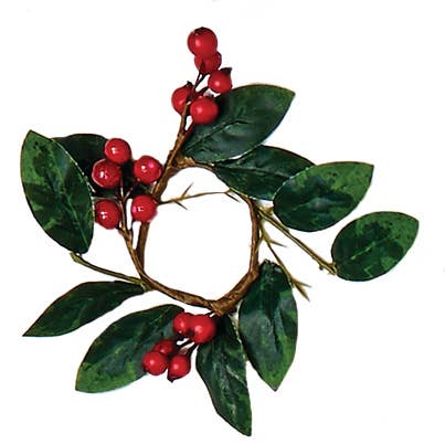 1.25" Boxwood & Berry Candle Ring