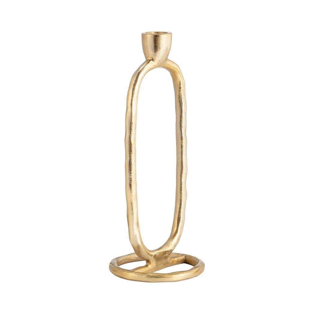 Metal Open Oval Taper Candle Holder - Gold, 10 in.