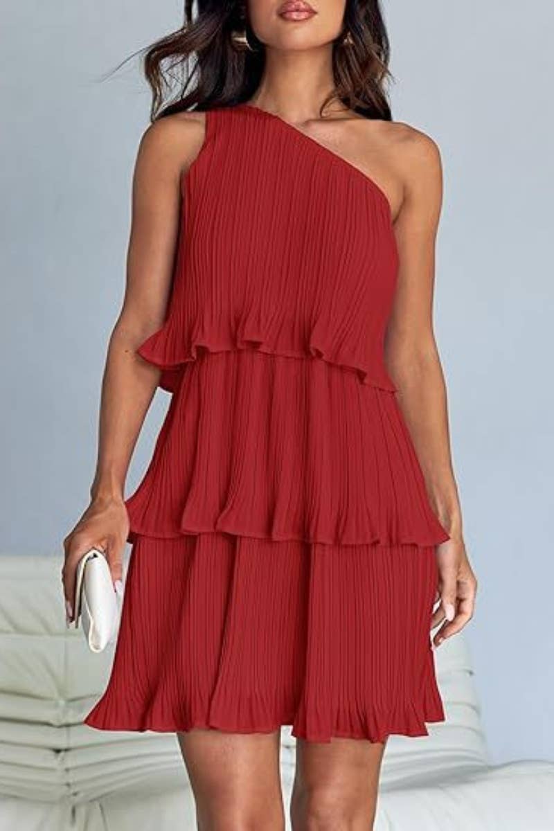 CWDSD4886_SHORT SUMMER LAYERED DRESS WITH SLOPING SHOULDERS