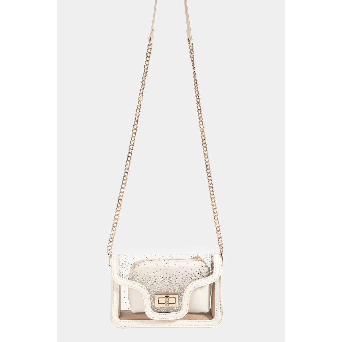 Transparent Rectangle Studded Crossbody Bag