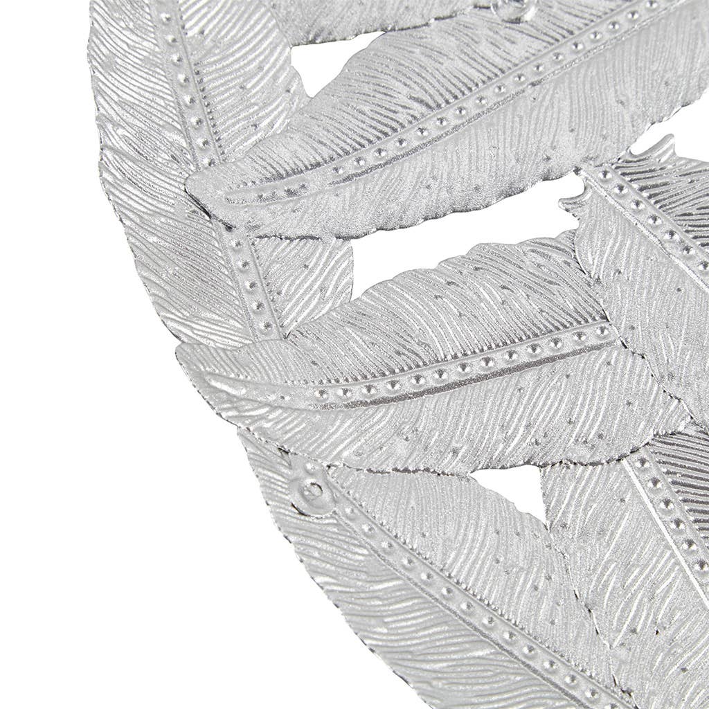 100% Metal Painted Feather Cutout Wall Decor