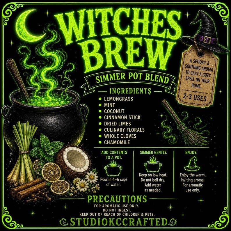 Witches Brew Simmer Pot Blend, Halloween Home Fragrance, Witchy Fall Décor, Botanical Stovetop Potpourri, Halloween Gift