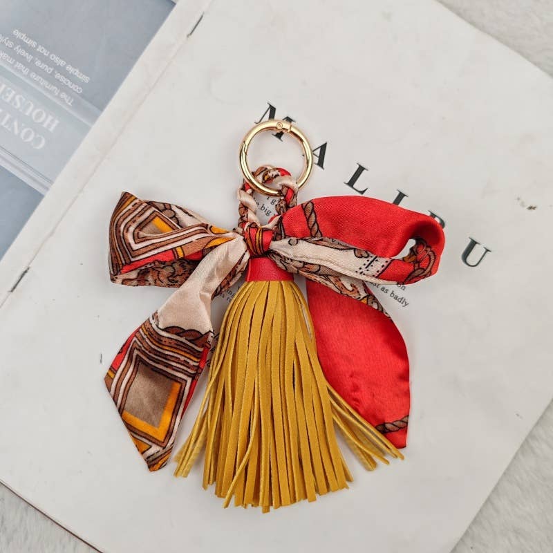 Bow Scarf Tassel Bag Charm