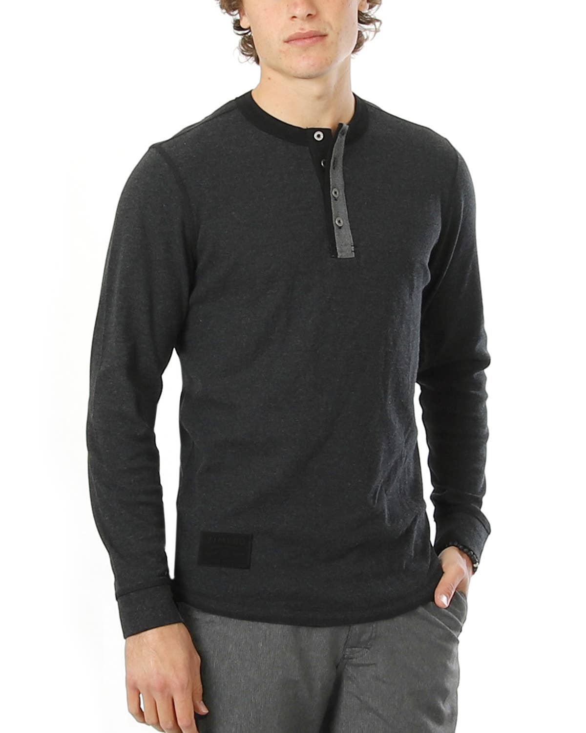 LS608 ZIMEGO Mens Casual Thermal Long Sleeve Henley Shirt