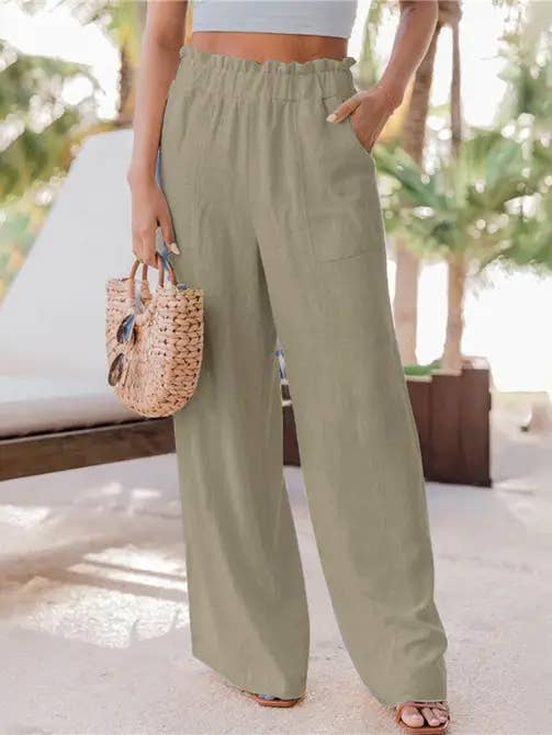 Ladies High Waist Stright Wide Leg Pants SKP9029