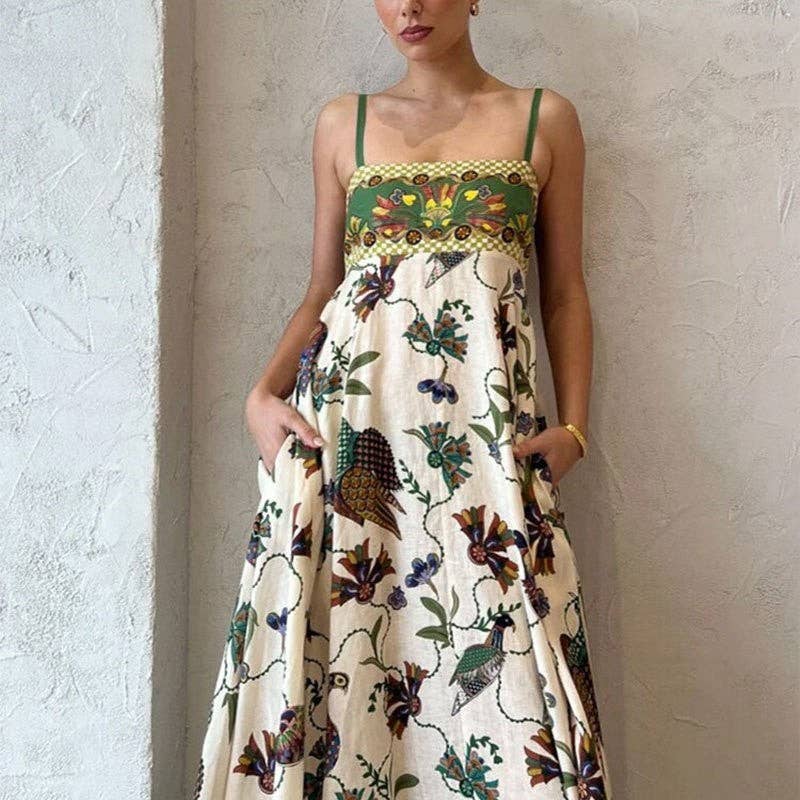 Graffiti Print Halter Maxi Dress