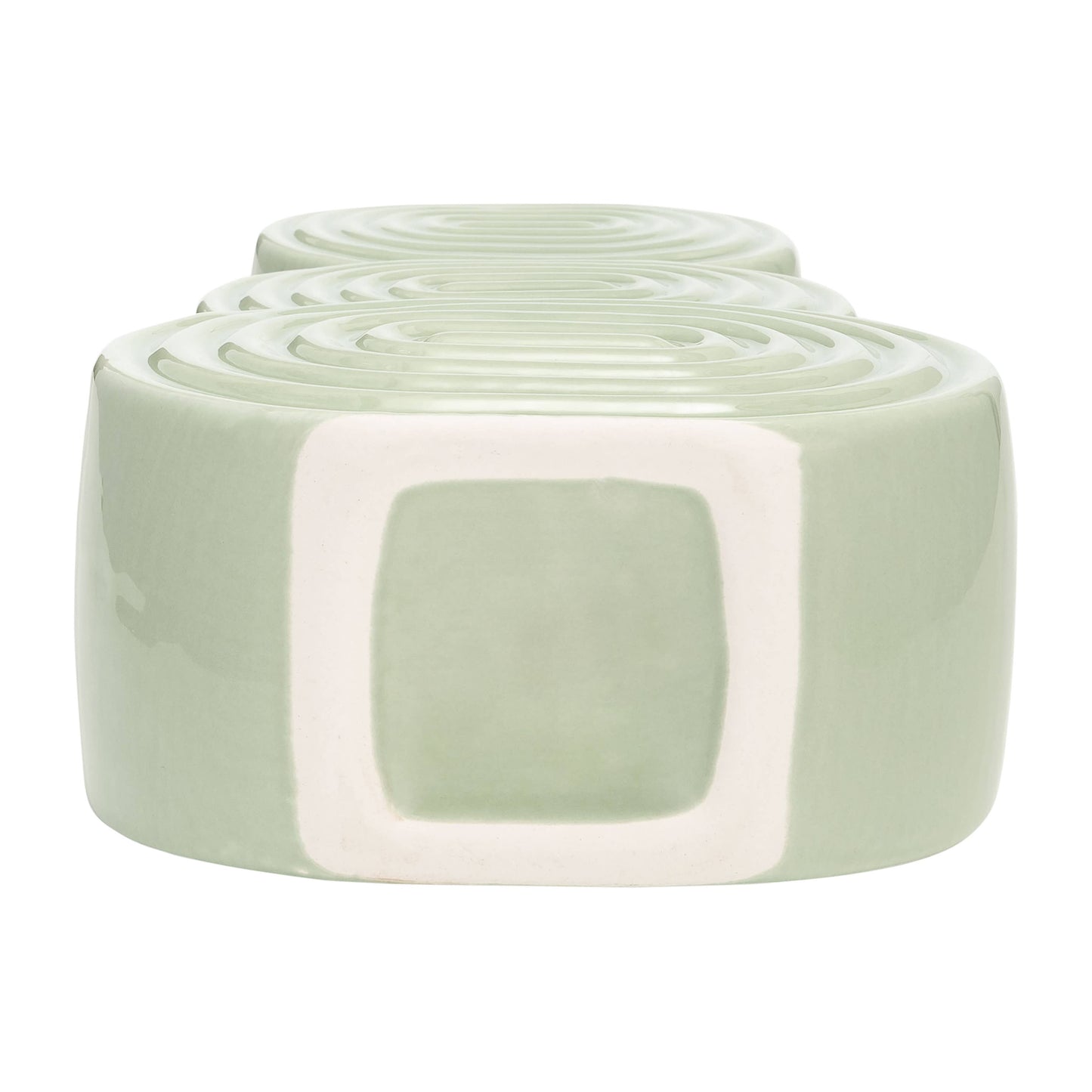 Ceramic Creative Stacked Circles Floral Vase - Green, 12 in.