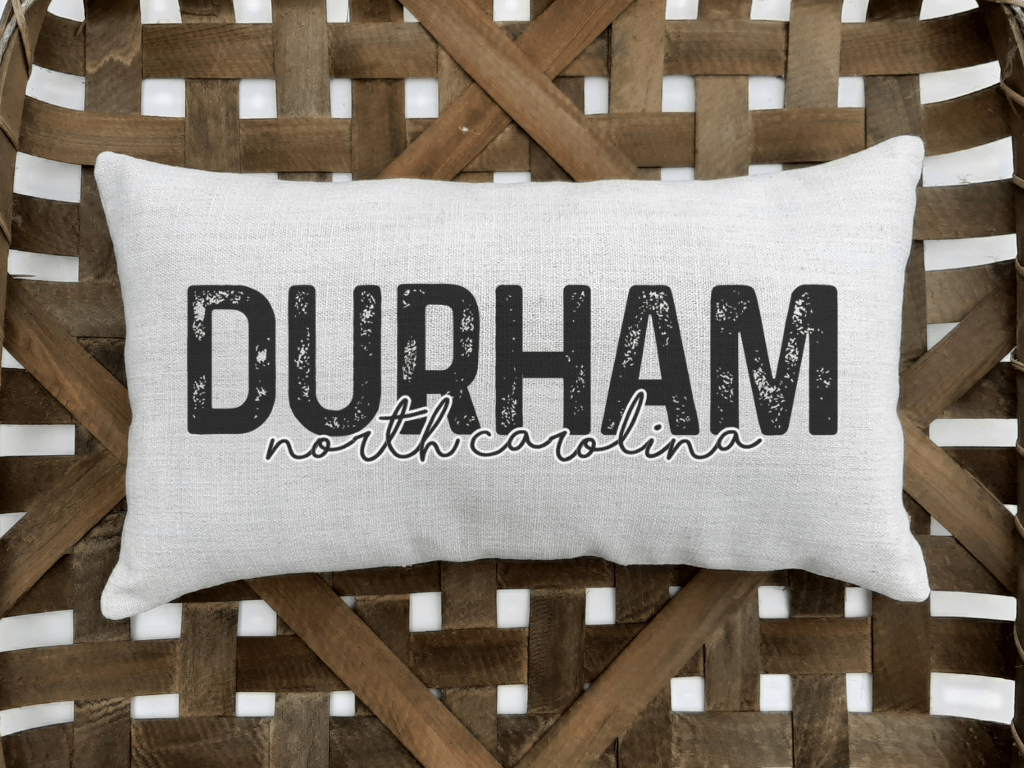 Custom Distressed Font City and State Lumbar Pillow