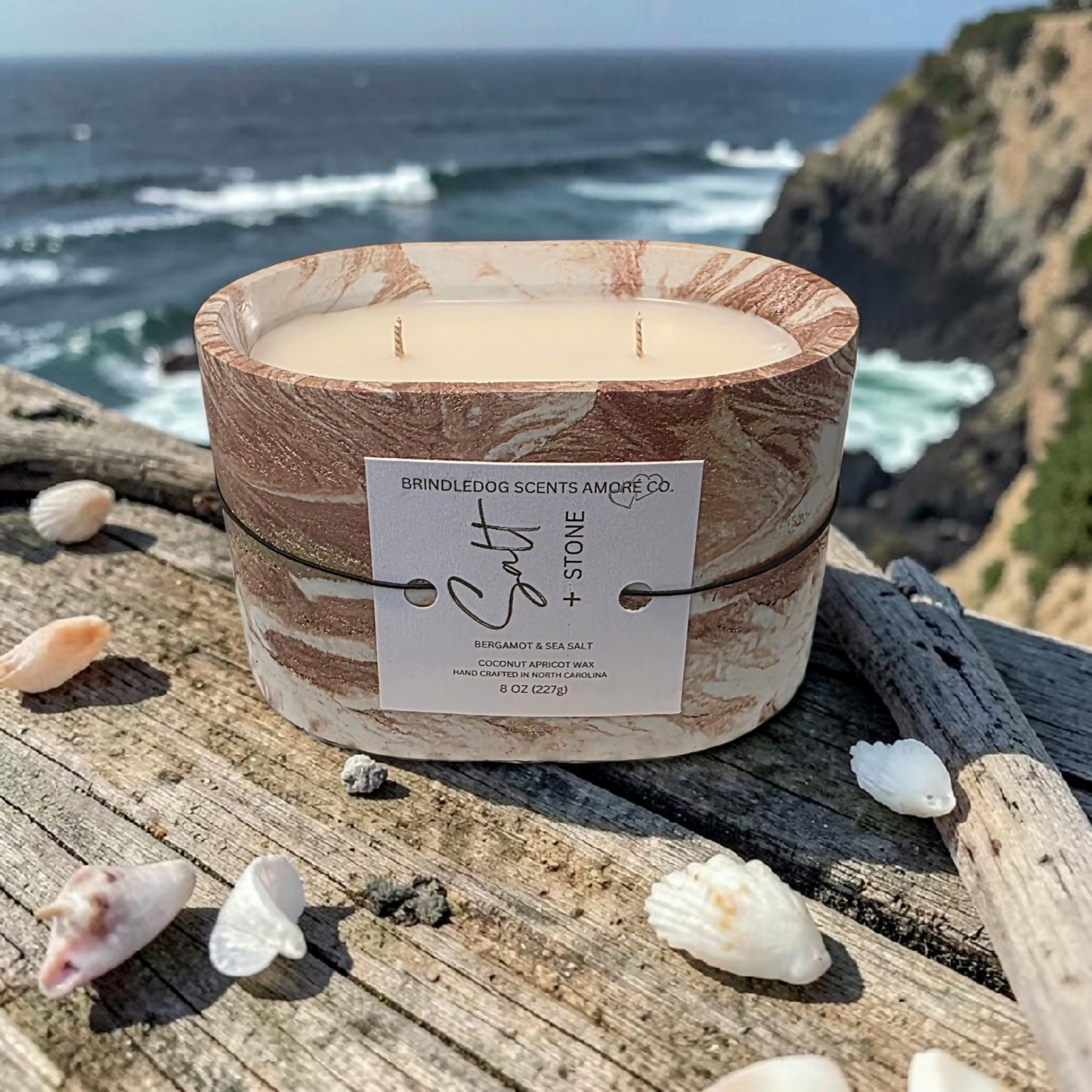 Salt + Stone- Oval Elements Series White 8oz