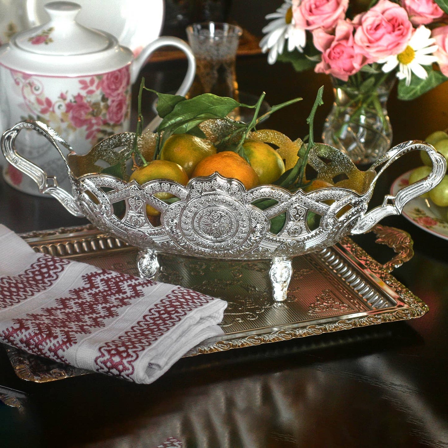Fruit and Candy Bowl Gondola Silver Color