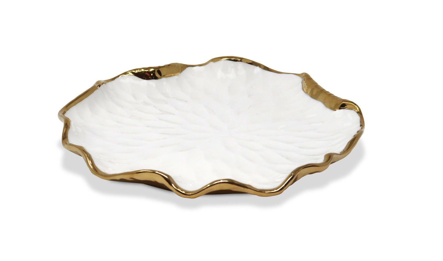 S/4 Salad Plates New Bone China with Gold Scalloped Edge