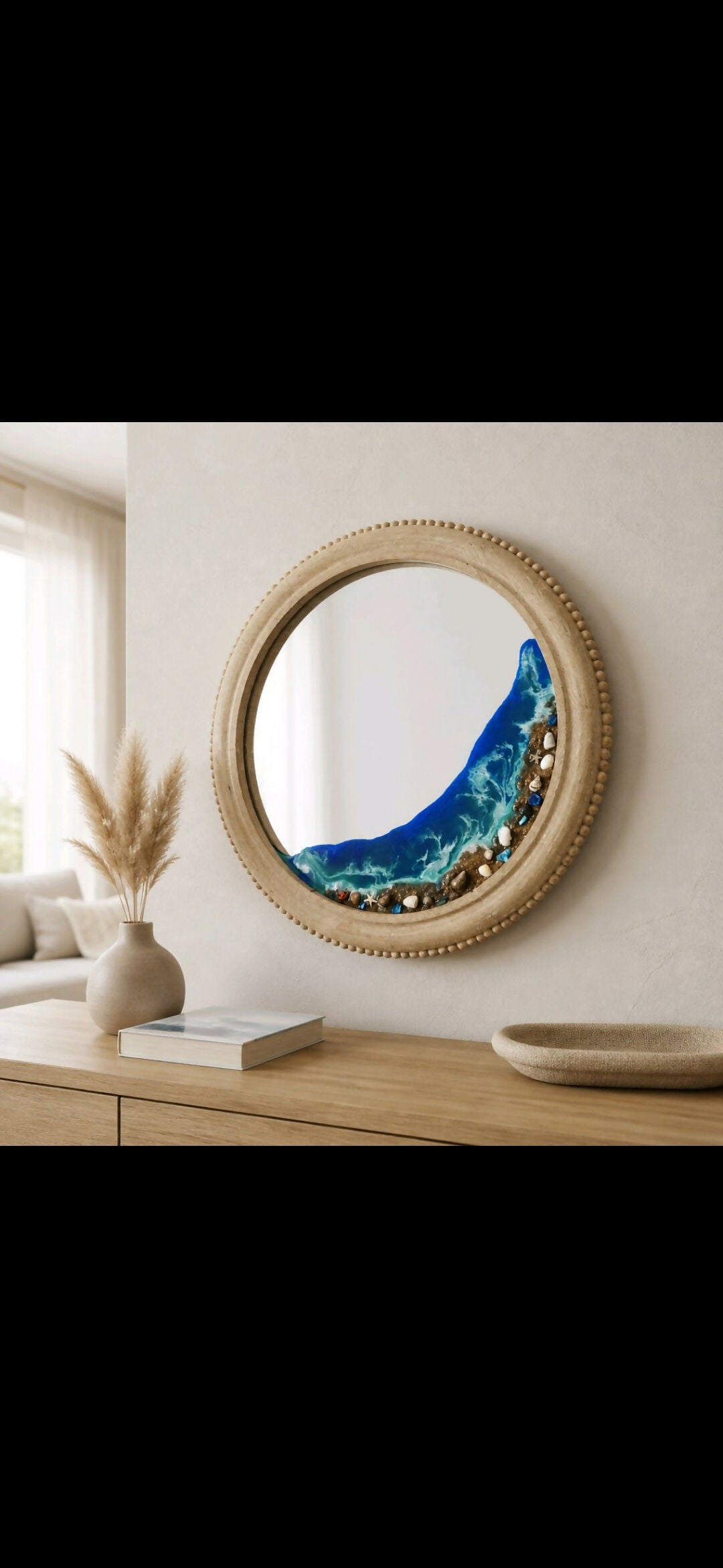 Mirror with sea scene