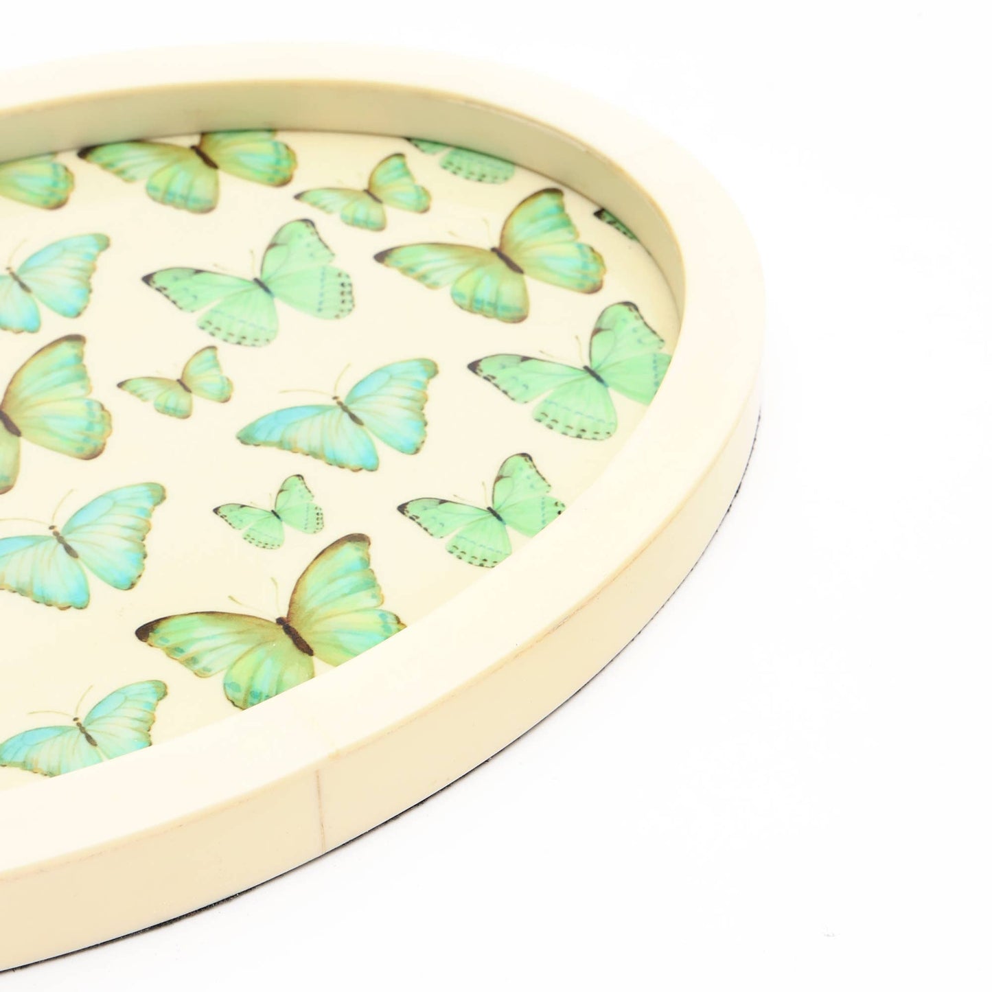 Decorative Oval Shape Ivory Resin Tray - 11.5x8.25x1"
