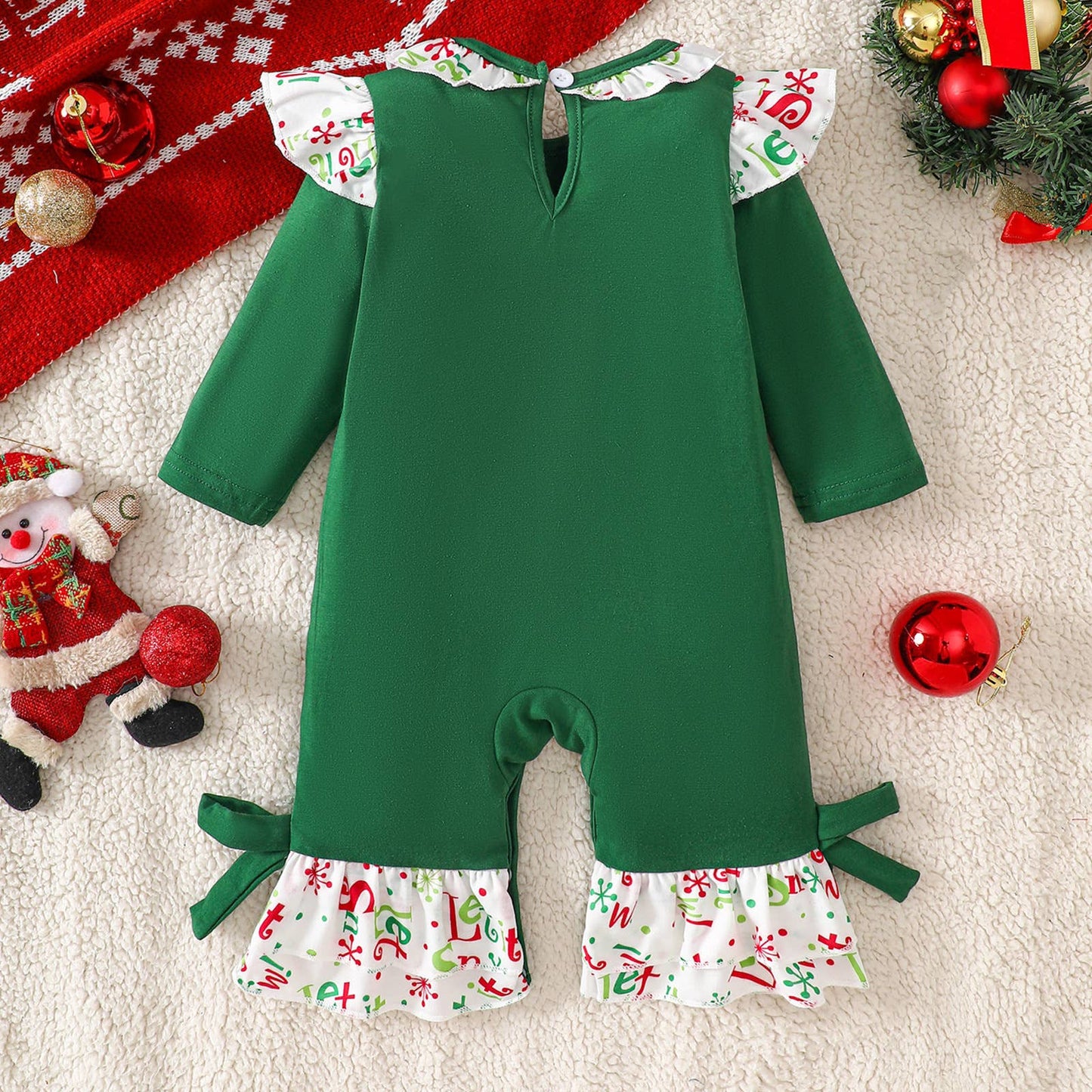 Baby Girl Christmas Tree Ruffle Romper (Non PatPat)