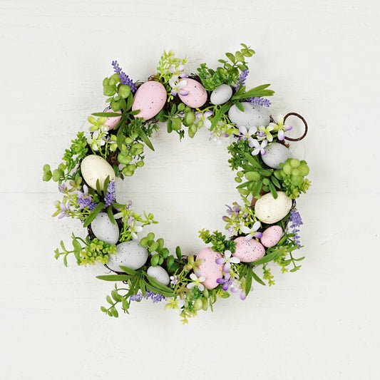 Spring Flowers Easter Eggs 12in(6.5)Twig Wreath
